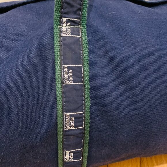 21” Goldman Sachs Canvas Duffel Green & Navy Banker Bag - Picture 16 of 16